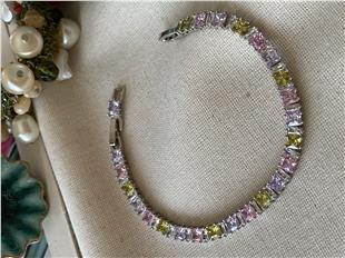 VIP Renkli Kare Taşlı Bileklik