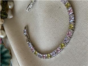 VIP Renkli Kare Taşlı Bileklik