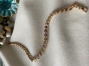 VIP Renkli Taşlı Kalp Bileklik