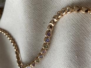 VIP Renkli Taşlı Kalp Bileklik