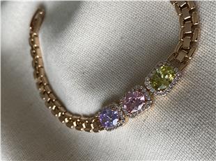 VIP Renkli Üç Taş Örme Bileklik