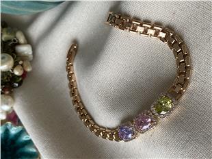 VIP Renkli Üç Taş Örme Bileklik