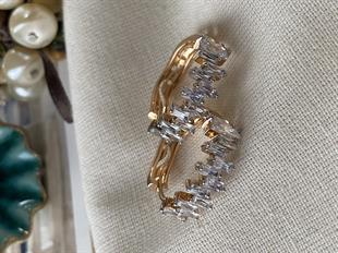 VIP Silver Asimetrik Dizim Halka Küpe