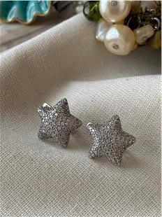 VIP Silver Bombe Yıldız Küpe