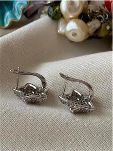 VIP Silver Bombe Yıldız Küpe