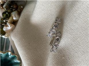 VIP Silver Oval Taşlı Küpe