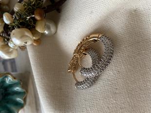 VIP Silver Taşlı Bombe Halka Küpe