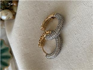 VIP Silver Taşlı Bombe Halka Küpe