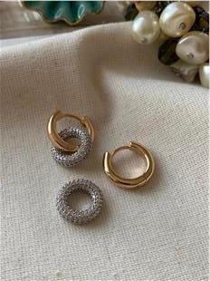 VIP Silver Taşlı Halka Charmlı Küpe