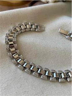 VIP Silver Taşlı Kalın Zincir Bileklik