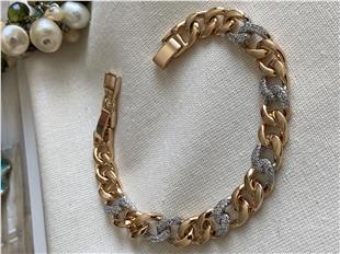 VIP Silver Taşlı Örme Zincir Bileklik