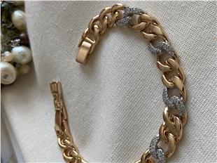 VIP Silver Taşlı Örme Zincir Bileklik