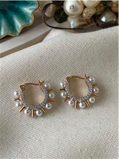 VIP Silver Taşlı Pearl Küpe