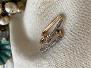 VIP Silver Taşlı V Model Küpe