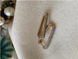 VIP Silver Taşlı V Model Küpe