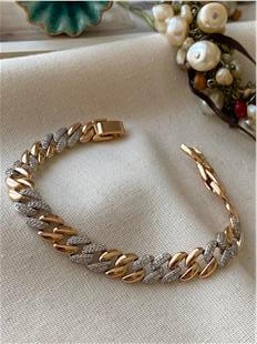 VIP Silver Taşlı Yatay Örme Bileklik