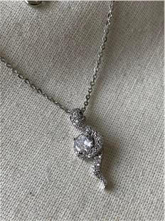 VIP Silver Taşlı Yılan Kolye