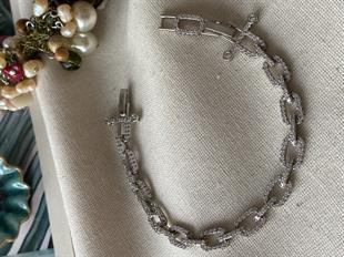 VIP Silver Taşlı Zincir Bileklik