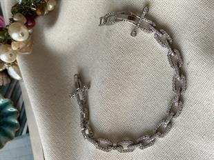 VIP Silver Taşlı Zincir Bileklik