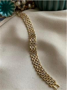 VIP 14K Taşlı Geniş Örme Bileklik