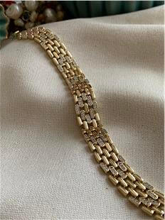 VIP 14K Taşlı Geniş Örme Bileklik