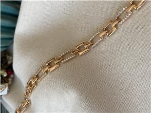 VIP Taşlı Kare Zincir Bileklik