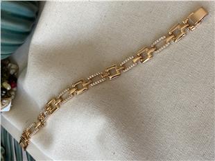 VIP Taşlı Kare Zincir Bileklik