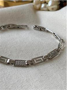 VIP Taşlı Silver Maze Bileklik