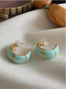 Yeşil Desenli Bombe C Model Küpe