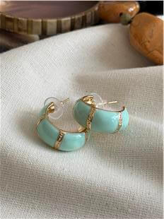 Yeşil Desenli Bombe C Model Küpe