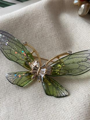 Yeşil Kelebek Broş 