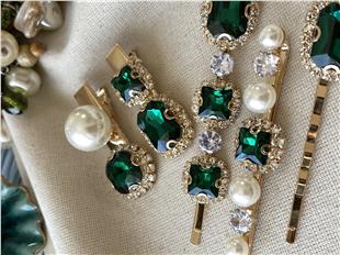 Yeşil Kristal Set Toka