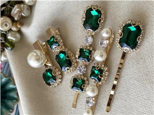 Yeşil Kristal Set Toka