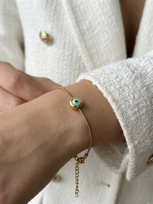 Yeşil Nazar Boncuklu İnce Bileklik