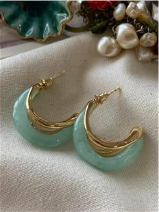 Yeşil Şeffaf C Model Küpe