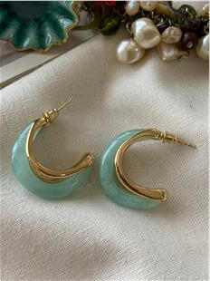 Yeşil Şeffaf C Model Küpe