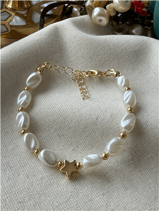 Yıldız Detaylı İnci Bileklik