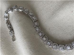 Zirconium Baget Taşlı Silver Bileklik