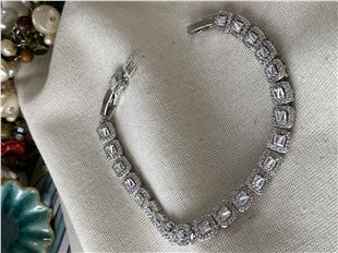 Zirconium Baget Taşlı Silver Bileklik