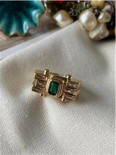 Zümrüt Taşlı Vintage Yüzük