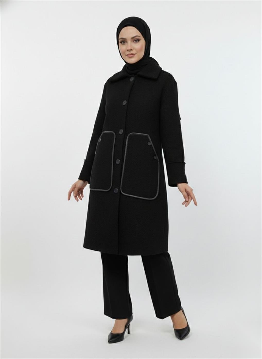 7704 NEFİSE ANGORA DERİ CEP DETAYLI TRİKO HIRKA