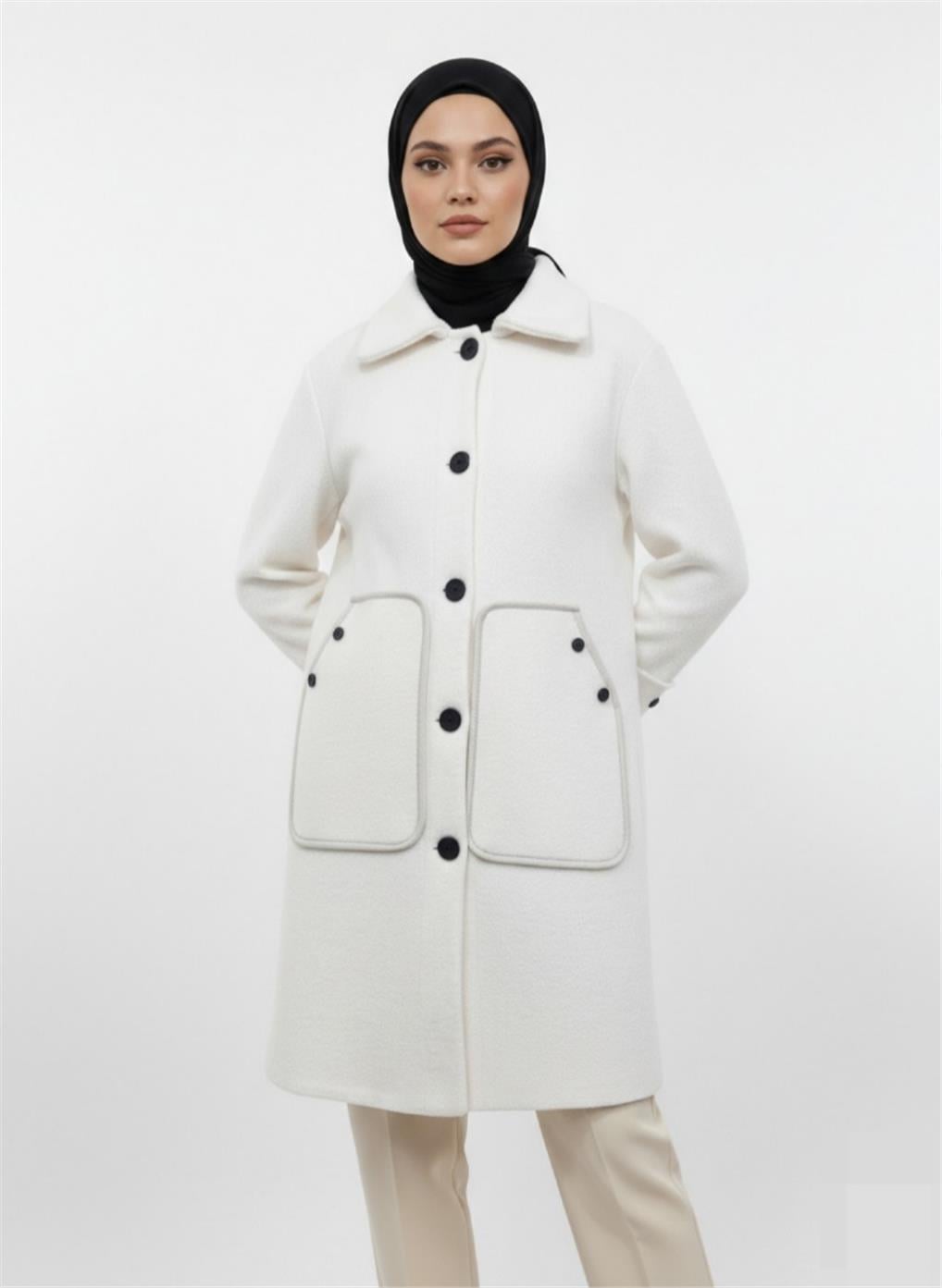 7704 NEFİSE ANGORA DERİ CEP DETAYLI TRİKO HIRKA