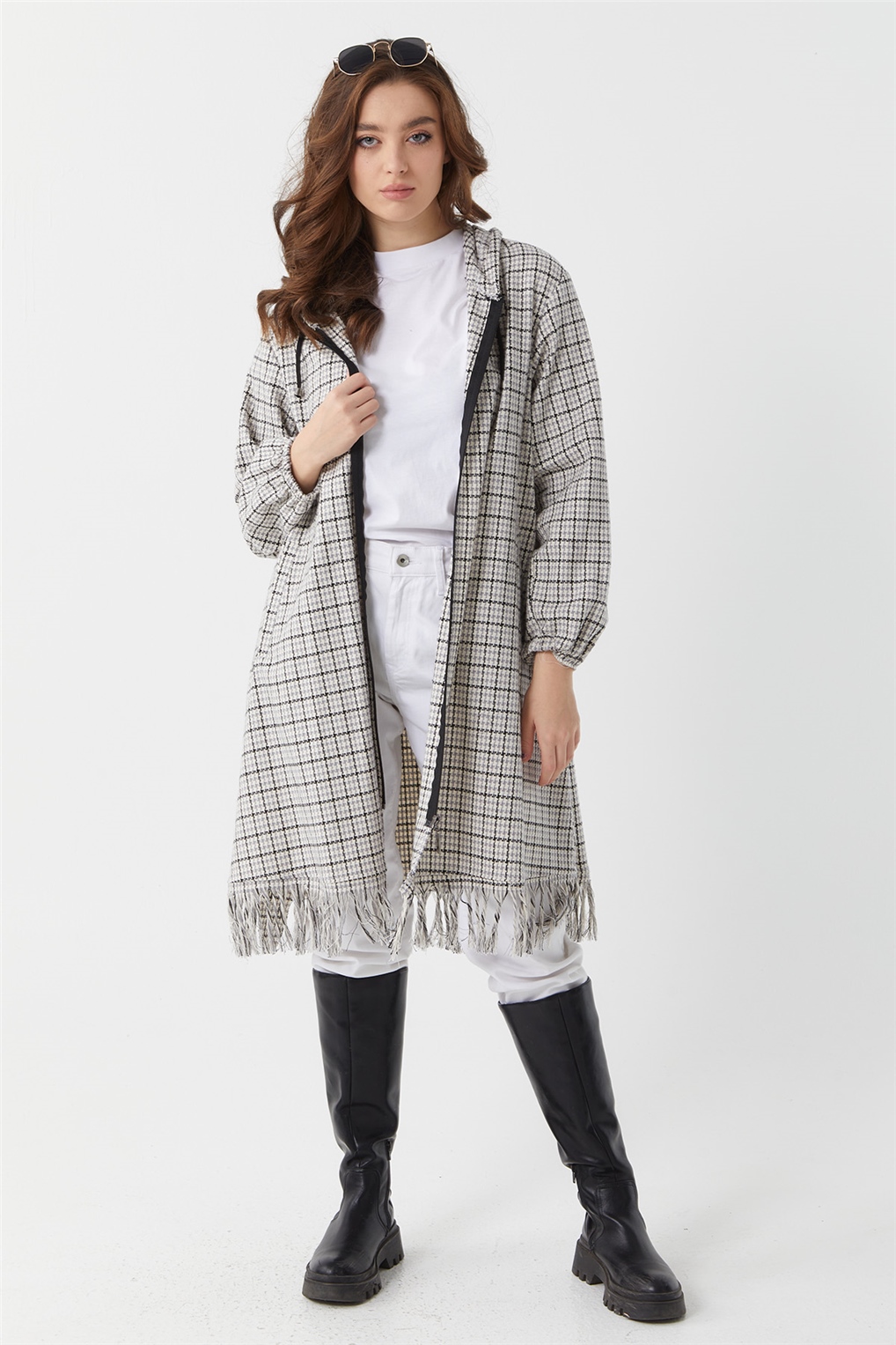 23K1239-1 SİTARE EKOSE PANÇO 1-2- Gri Ekoseli