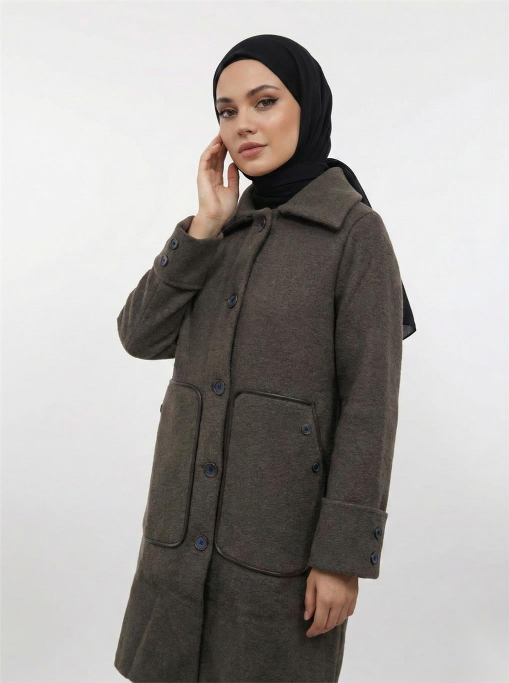 7704 NEFİSE ANGORA DERİ CEP DETAYLI TRİKO HIRKA