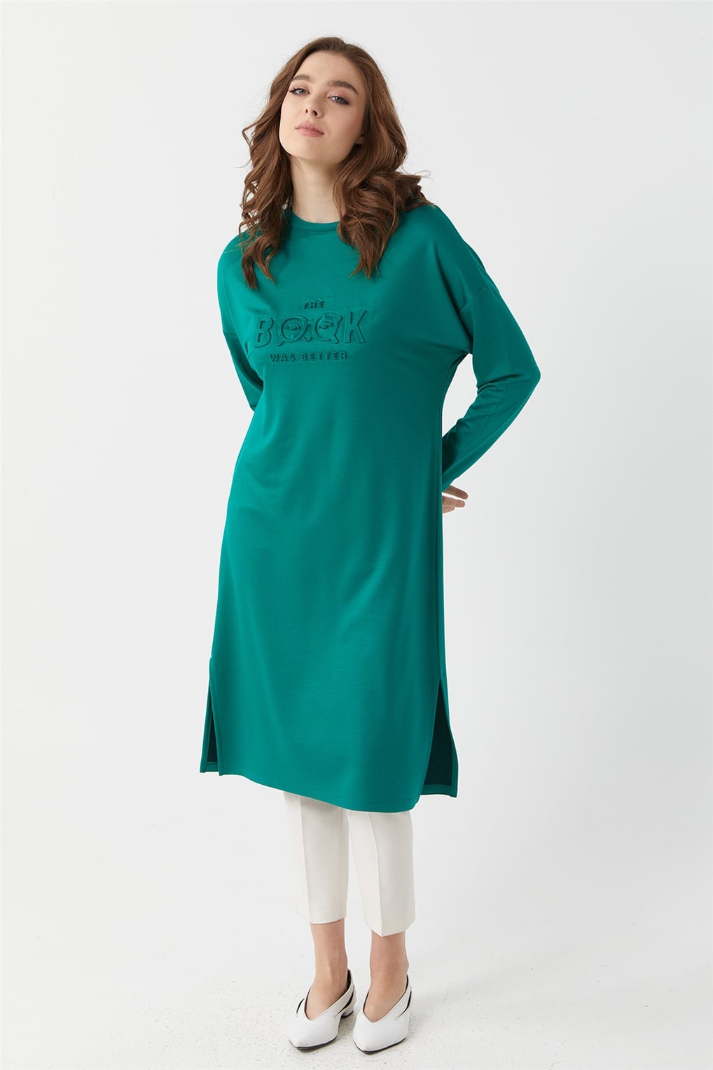 9527 SİTARE BOOK KABARTMA BASKI TUNİK 1-4- BENETTON