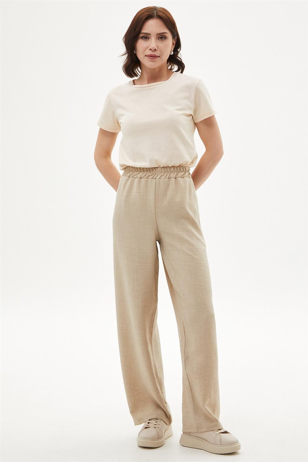 SİTARE 1230 LEVİN KETEN AYROBİN PANTOLON 1-6- Vizon