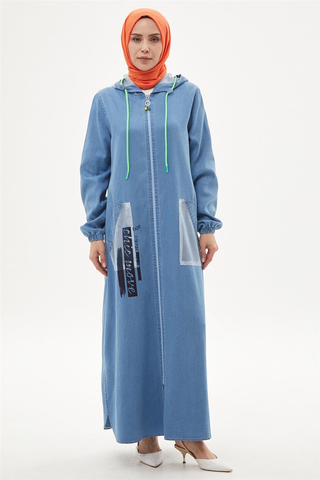 SİTARE 6074 CEBİ VE KAPŞONU FİLELİ KOT GİY ÇIK 1-4- Lacivert