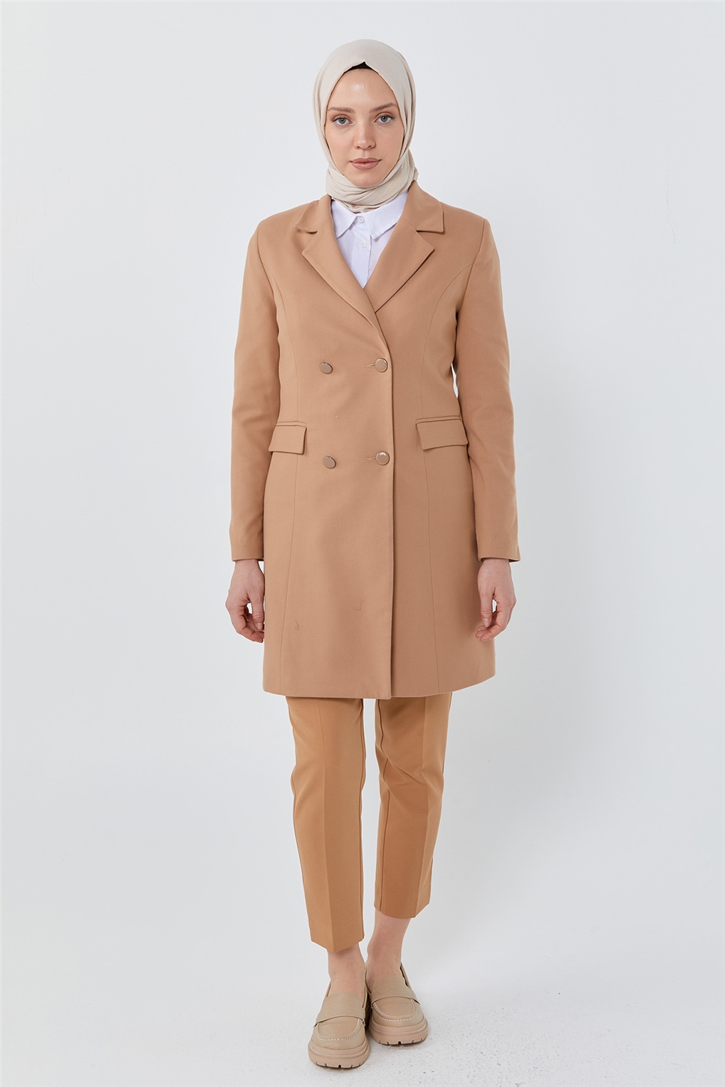 SİTARE GABARDİN KRUVAZE CEKET 1172-1- Camel