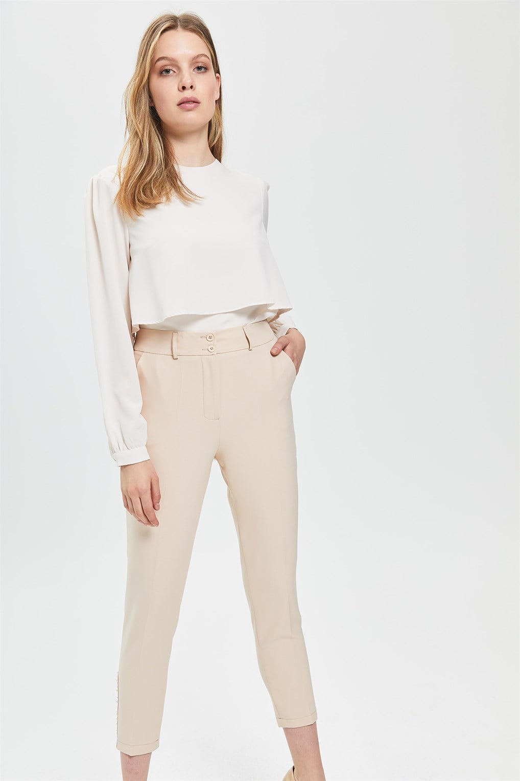 Sitare İncili Bilekboy Pantolon 22Y6011- Bej