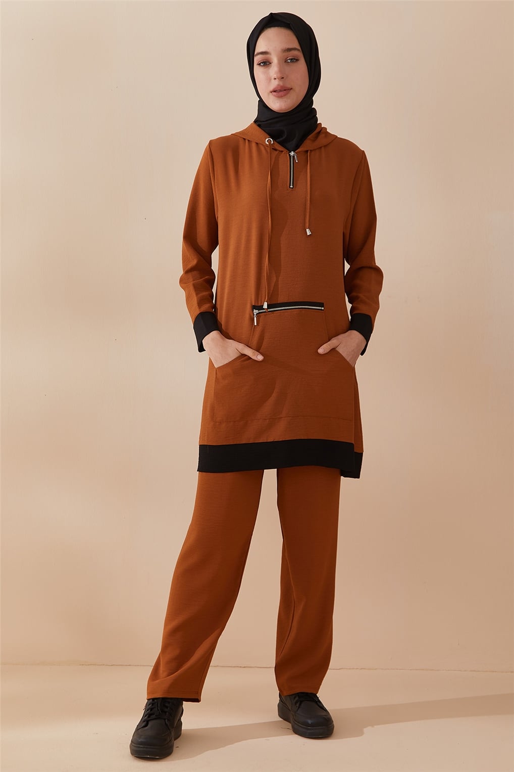 Sitare Kanguru Cepli Tunik Takım 21YECESİK502- Taba